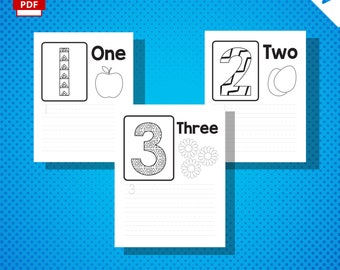 1-20 Nummer leren, kleuren en schrijven afdrukbare pagina's voor kinderen en kleuters