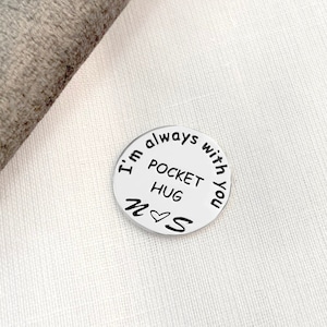 Pocket Hug • Personalised • Pocket Token • Boyfriend Girlfriend Gift • Mother&#39;s day • Actual Handwriting Coin • Custom • Couple LDR Gifts