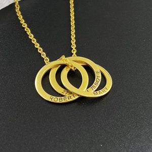 Family Necklace • Custom Children Name Rings • Eternity Necklace • Mother&#39;s Day Gift • Three Ring Necklace • Mom Necklace With Kids Names