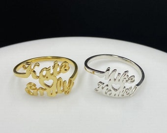 Double Name Ring - Two Name Ring - Children Name Ring- Personalized Double Name Ring - Family Ring - Best Mom Gift- Mother's Day Gift