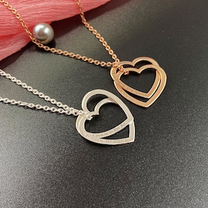 Custom Heart Necklaces-Engraved Heart Pendants-Personalized Heart Necklace-Single Name-Double Name Heart Necklace-Gift Coordinate Necklace