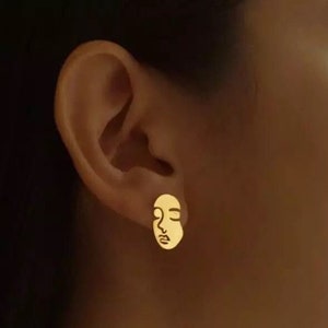 Face Earrings, Abstract Face Earrings, Modern Earrings, Picasso face earrings, Forget me not abstract face earrings, Christmas gifts for her