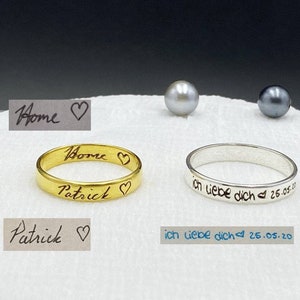 Actual Handwriting Band Ring • Memorial Handwriting Ring • Silver Secret Message Ring • Memorial Ring • Mother's Day Gift • Wedding Band