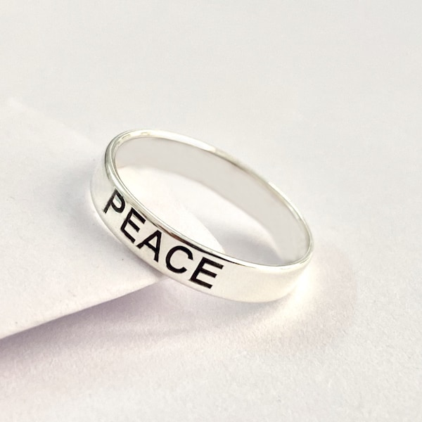 Peace Ring - Harry Styles Ring - Handwritten Jewellery - Signature Ring - Harry styles peace - Sterling silver Ring Band - Peace Ring Silver