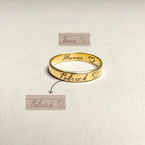 Actual Handwriting Ring 925 Silver Custom Engraved Memorial Etsy