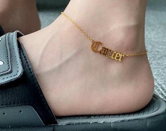 Personalized Name Anklet Bracelet -  Sterling Silver anklet - Personalized Name Anklets - Ankle Bracelet - Anklet For Woman - Gold Anklet