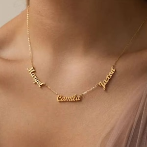 Collar de múltiples nombres, collar familiar, collar de nombres de niños, collar de tres nombres, regalo para ella, collar de nombres de niños joyería personalizada