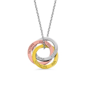 Personalized Circle Necklace - Family  Name Necklace - Children Names Linked Circle Necklace - Multi Name Circle Necklace - Multiple Names
