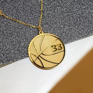 Basketball Necklace in Silver- Basketball Number Necklace - Basketball Player Charm - Sports Gifts - 925 Sterling Silver Necklace - NBA Gift