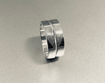 Real Fingerprint Ring- Couple Bands -Wedding Band - Fingerprint Jewelry - Fingerprint Ring - Anniversary Gift-Couple Gift - Gift for her