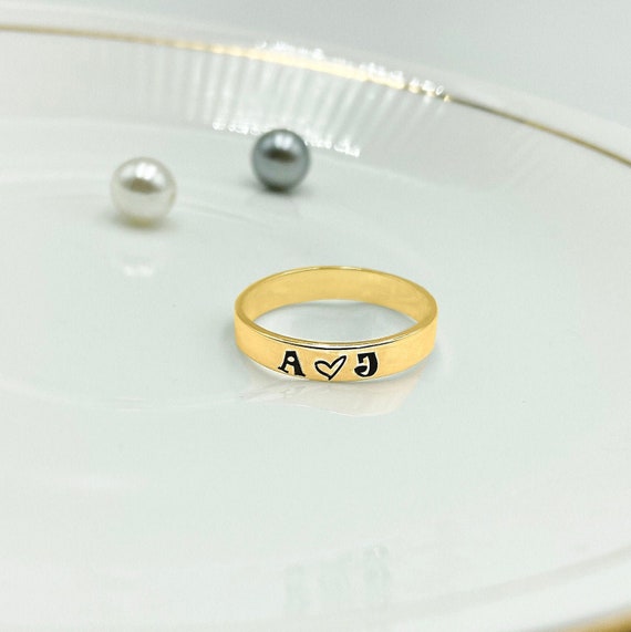 Girlfriend Gift, Valentine's Gift, Gold Letter Ring, Stackable Initial Ring,  Custom Letter Ring, Gold Initial … | Gold initial ring, Initial ring, Gold  ring designs