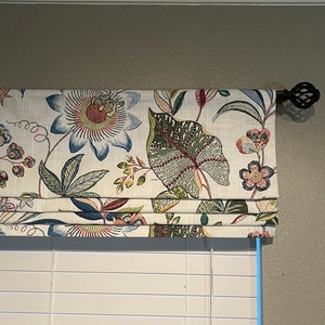 Faux Roman Shade Valance With Custom Sizing - P Kaufmann Butterfly Trail Cotton Duck Orchid