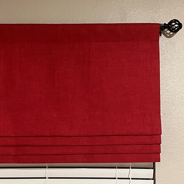 Faux Roman Shade Valance With Custom Sizing - Richwood Solarium Outdoor Rave Cherry Red