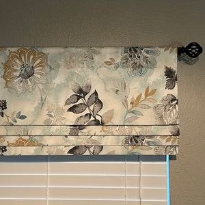 Faux Roman Shade Valance With Custom Sizing - Kelly Ripa Light-Hearted Printed Cotton Drapery Spa