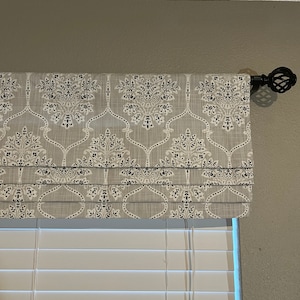 Faux Roman Shade Valance With Custom Sizing - Premier Prints Dreamscape French Grey