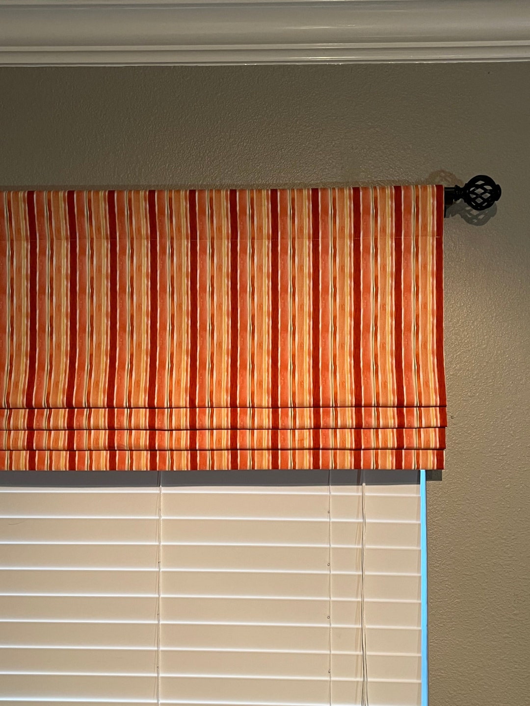 Faux Roman Shade Valance With Custom Sizing Tonal Stripe Premium Cotton Fabric Etsy