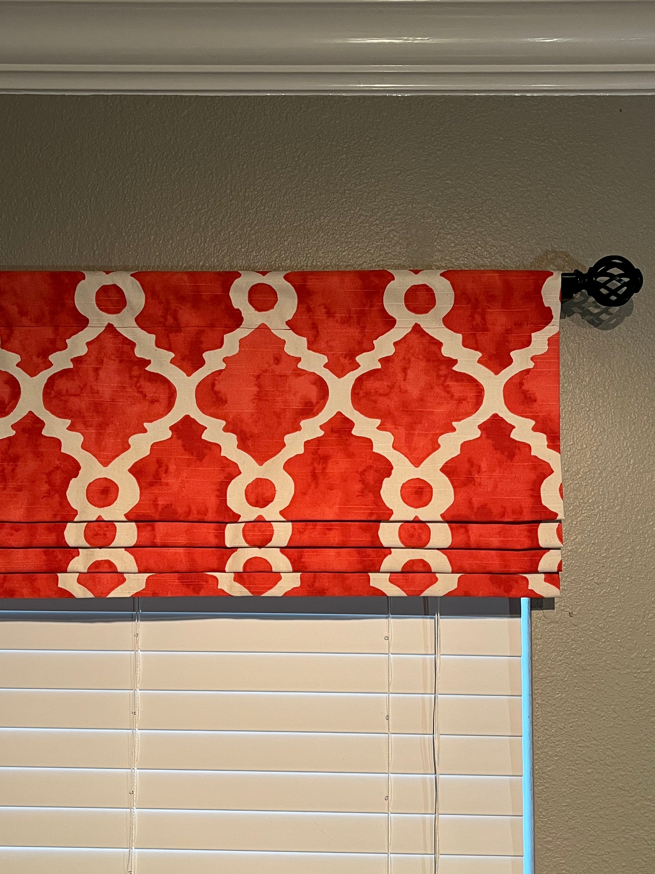Faux Roman Shade Valance With Custom Sizing - Premier Prints Madrid Slub Salmon