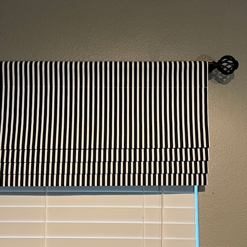 Wide Stripe Roman Shade Black and White Cotton Custom Etsy