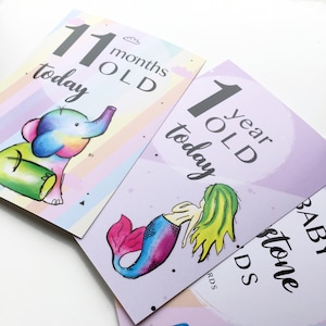 Baby Milestone cards | Gift Newborn | Photo Cards | Milestones | Milestone Cards | Animals | Watercolour | Unisex