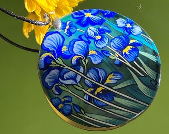 Irises by Van Gogh Pendant: Celebrate Art and Beauty with Our Exquisite Handcrafted Necklace and Sophisticated Accessory for Any Occasion