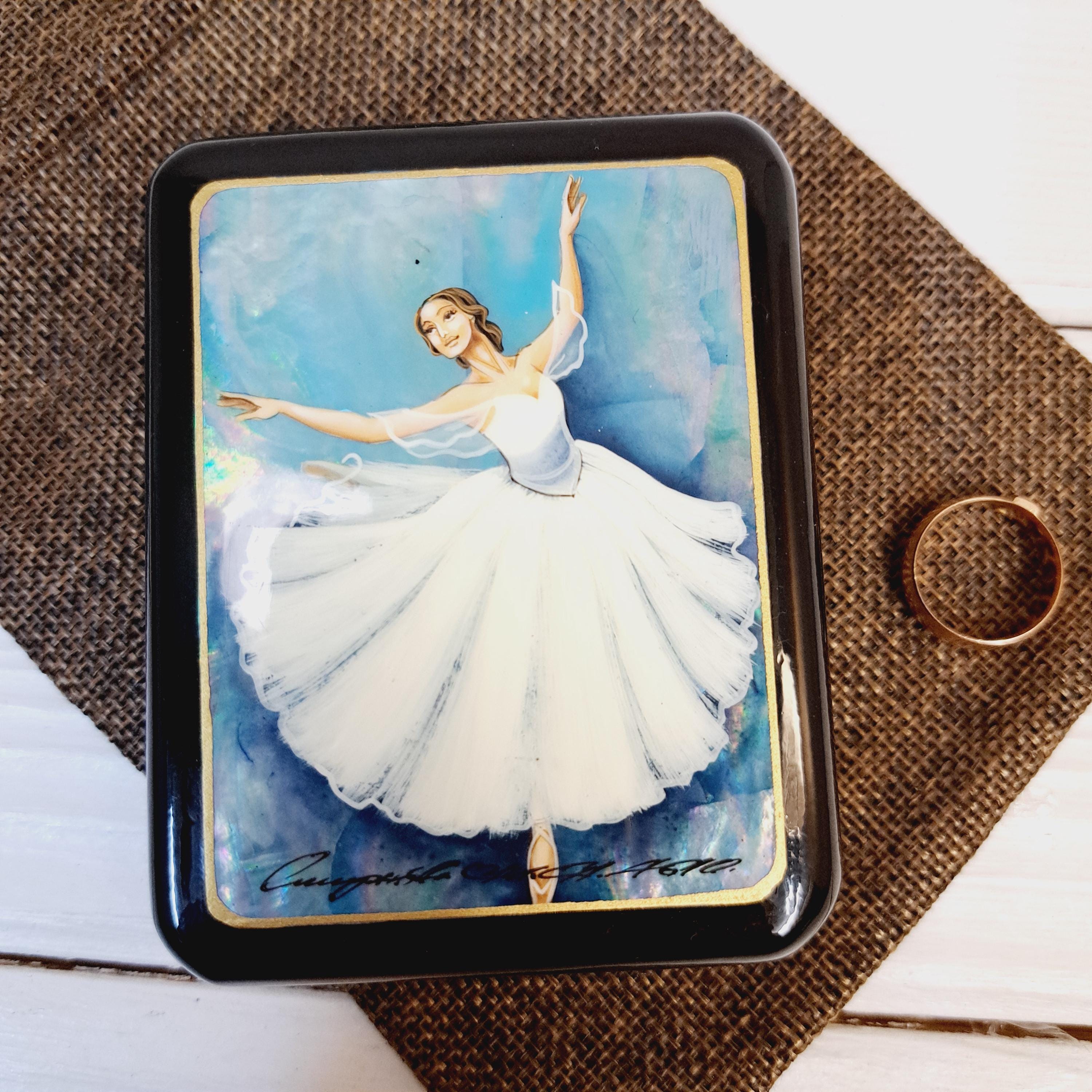 Russian Lacquer Box: Dancing Ballerina Painted in Fedoskino Style on ...