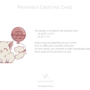 Printable Happy Birthday Card | Cute Cat Greeting Card | Funny Note ...