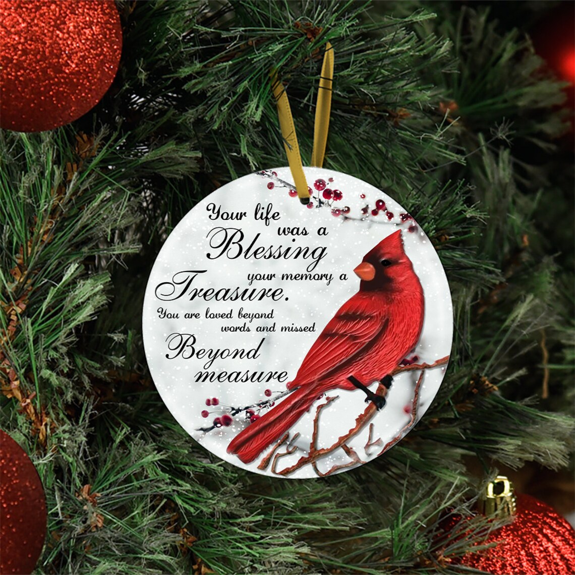Red Cardinal Memorial Ornament Christmas Family Ornament Etsy