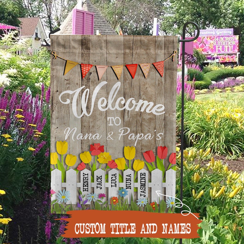 Do your grandparents fall in love with gardening? If yes, this Personalized Name Flag is the most suitable choice. Just customize the titles and names of grandkids to make it a special gift for grandparents. Design yours and imagine how happy they’re when seeing your lovely gift at first sight.