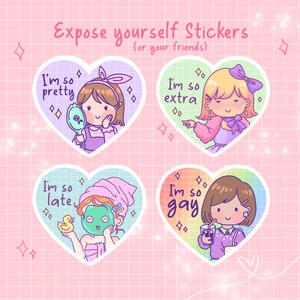 Expose Yourself Stickers | Cute | Heart | Chibi | Pink | Pastel | Girl | Stationery | Bullet Journal