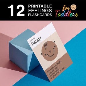 12 Emotion Flashcards for Kids, Montessori Toddler Printables, Homeschool Preschool, Montessori Materials, Therapy Office Decor