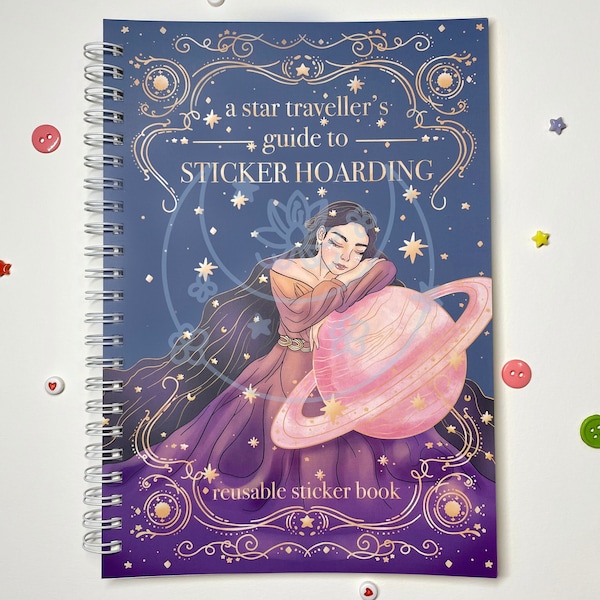 Star Traveller Guide | Illustrative Star Girl | Galaxy Theme | Reusable Sticker Book | Sticker Book  | Spiral Bound  | Cute Sticker Hoard