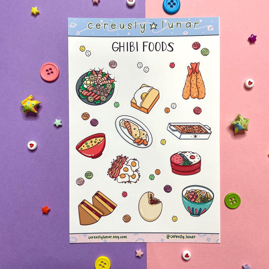 Anime Foods Sticker Sheet | Japanese Food Stickers | Kawaii Stationery ...