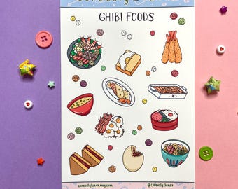 Anime Foods Sticker Sheet | Japanese Food Stickers | Kawaii Stationery Stickers | Cute Foodie Stickers
