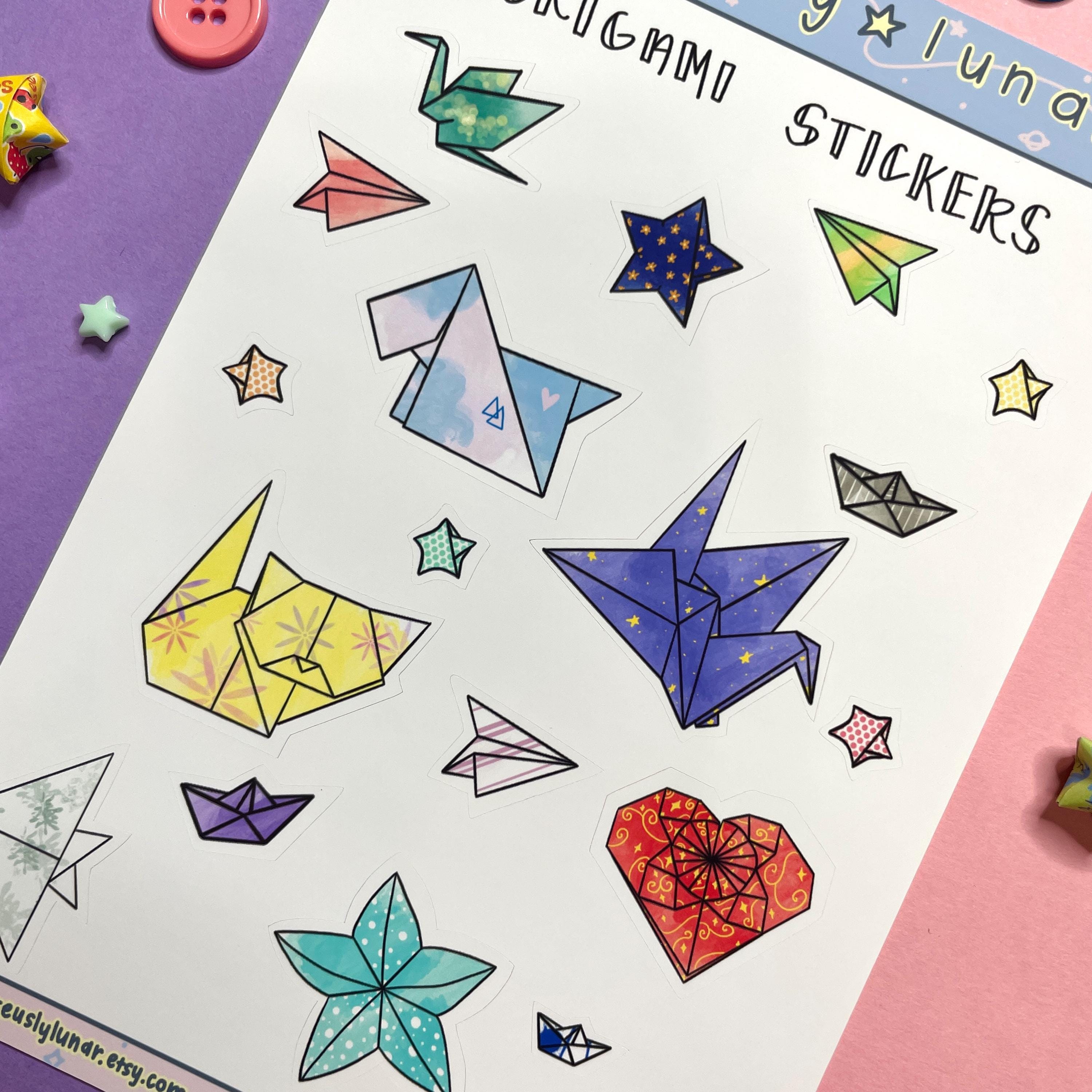 Origami Stickers | Paper Stickers | Japanese Stickers | Colorful ...