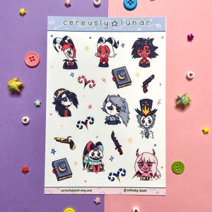 Helluva Sticker Sheet | Halloween Witch Stickers | Blitzo Moxxie Loona Millie Stolas | Kawaii Stickers | Cute Sticker Sheet |