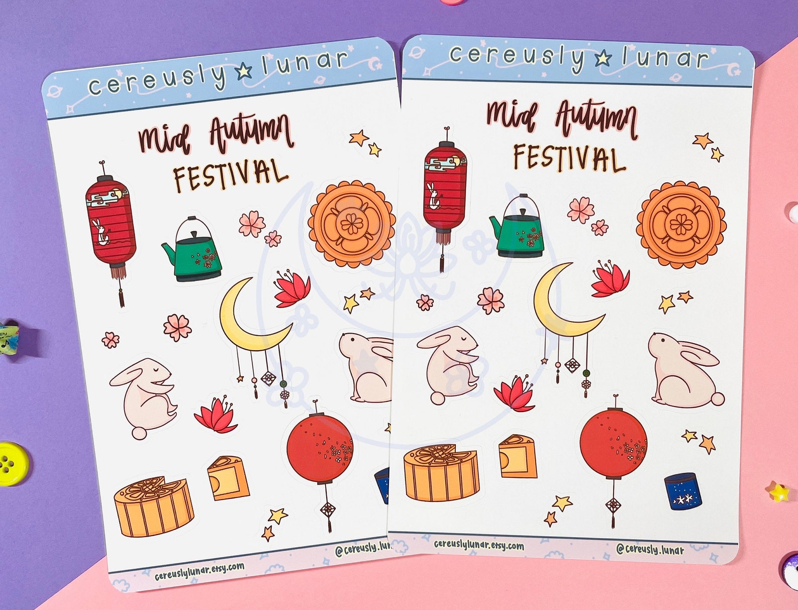 Mid-autumn Festival Stickers Mooncake Stickers Lantern Stickers Kawaii ...