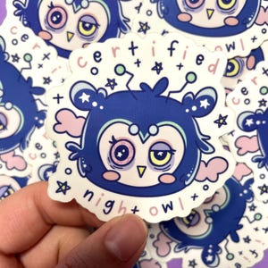 Night Owl Vinyl Sticker | No Sleep | Original Sticker | Cute Sticker | Waterproof | Weatherproof | Relatable Sticker | All Nighter