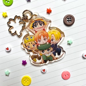 Anime Keychains | Kawaii Keychains | Pirate Crew | Japanese | Acrylic | Pre-Time Skip | Cute Hat | Swordsman | Fruit Powers | Glitter
