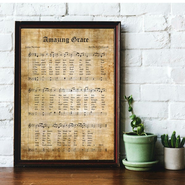 Amazing Grace - Christian Hymn - Printable Vintage Sheet Music - Instant Download