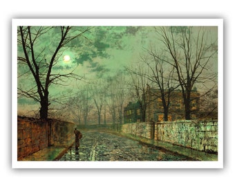 John Atkinson Grimshaw : Under the Silvery Moonbeams (1882) - Museum Quality Giclee Print / Canvas