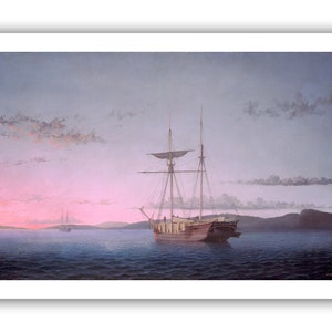 Fitz Henry Lane : &quot;Lumber Schooners at Evening on Penobscot Bay&quot;, 1863 - Museum Quality Giclee Print/Canvas - A4/A3/A2