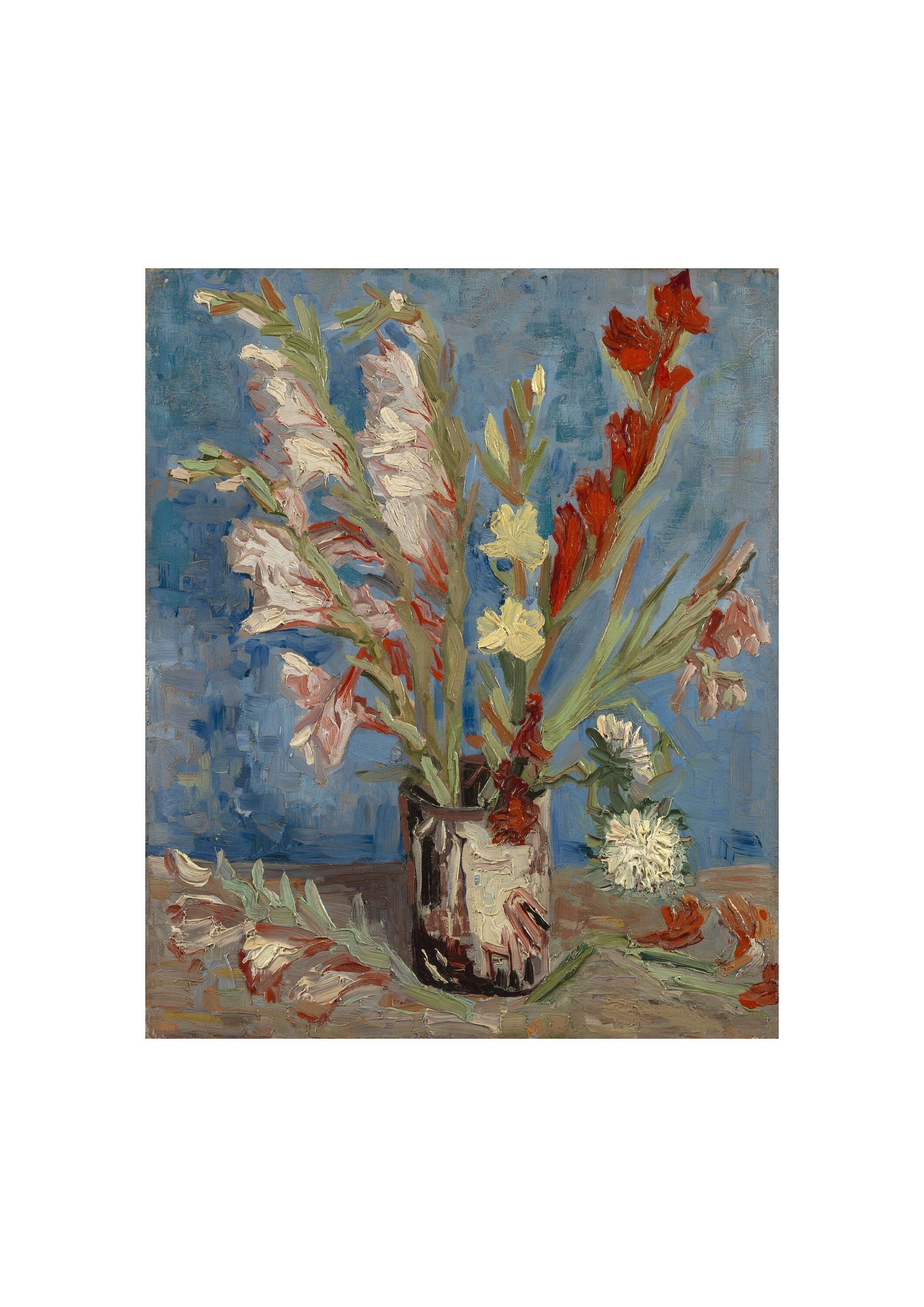 フィンセント・ファン・ゴッホ：「庭のグラジオラスと中国のアスターが