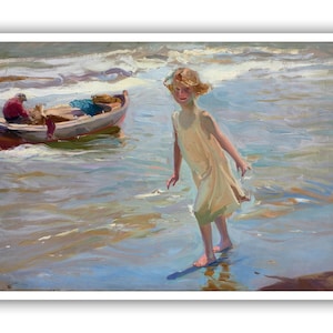 Joaquin Sorolla : &quot;Children on the Beach, Valencia&quot;, 1916 - Museum Quality Giclee Print/Canvas - A4/A3/A2