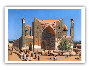 Vasily Vereshchagin : Medrasah Shir-Dhor at Registan Place in Samarkand (1869-1870) - Museum Quality Giclee Print