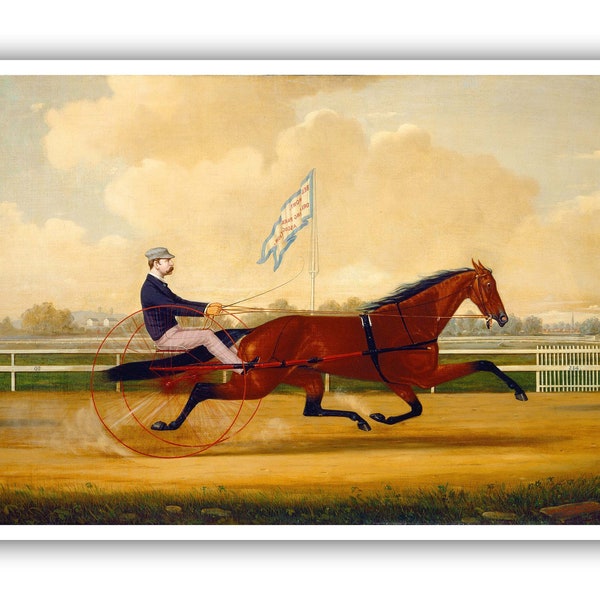 Charles S. Humphreys : "Budd Doble Driving Goldsmith Maid at Belmont Driving Park", 1876 - Museum Quality Giclee Print/Canvas - A4/A3/A2