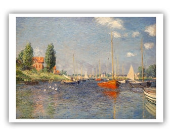 Claude Monet : "Red Boats, Argenteuil" 1875 - Museum Quality Giclee Print/Canvas - A4/A3/A2