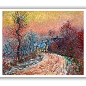 Claude Monet : &quot;Entrance to Giverny in Winter, Setting Sun&quot;, 1885 - Museum Quality Giclee Print/Canvas - A4/A3/A2