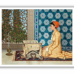 Osman Hamdi Bey : Young Woman Reading (1880) - Museum Quality Giclee Print