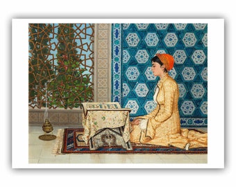 Osman Hamdi Bey : Young Woman Reading (1880) - Museum Quality Giclee Print