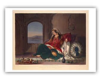 James Rattray : Kandahar Lady of Rank, Engaged in Smoking (1848) - Museum Quality Giclee Print